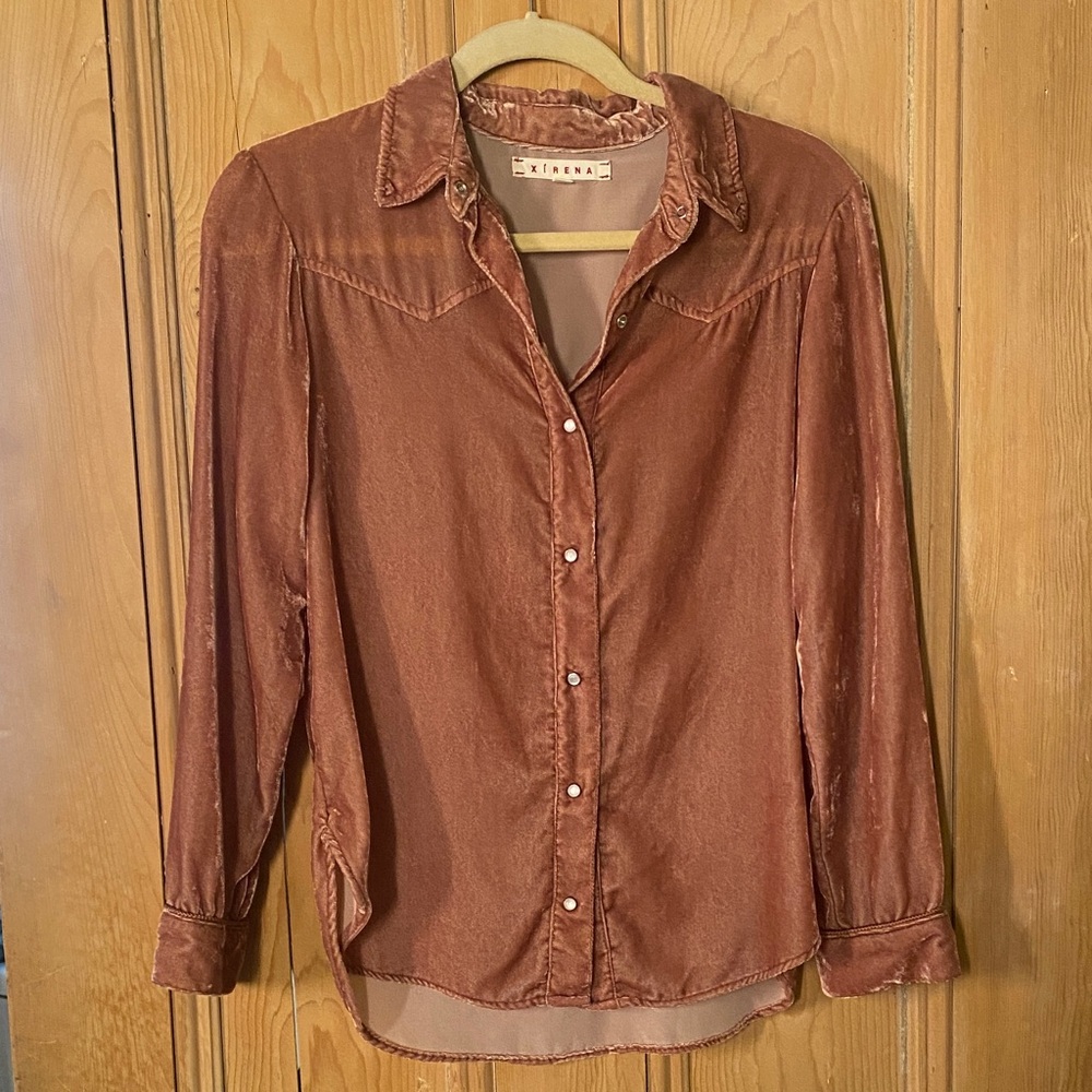 Xirena crushed velvet western shirt